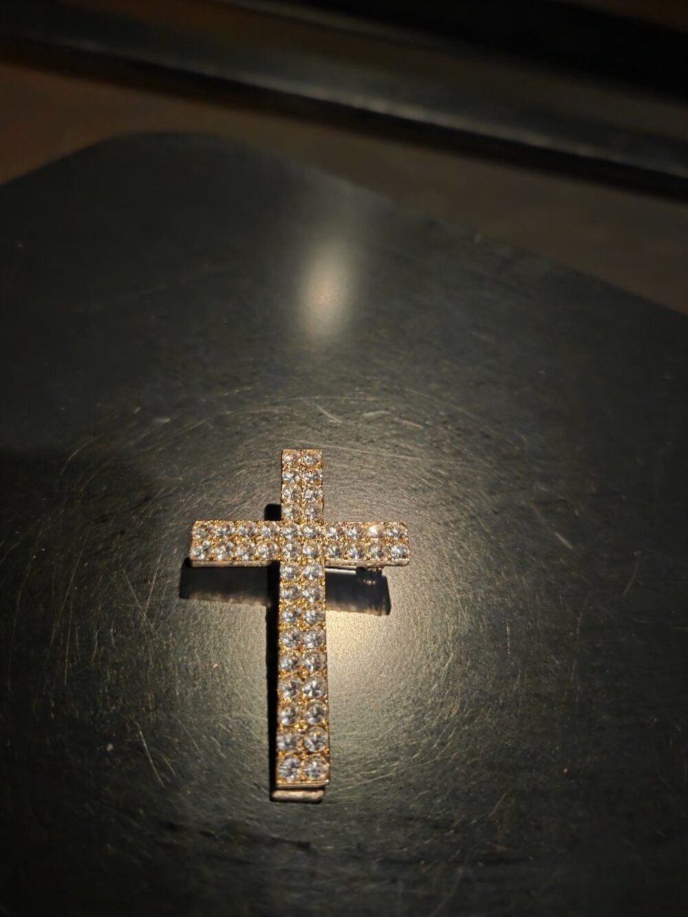 Rhinestone vintage cross brooch